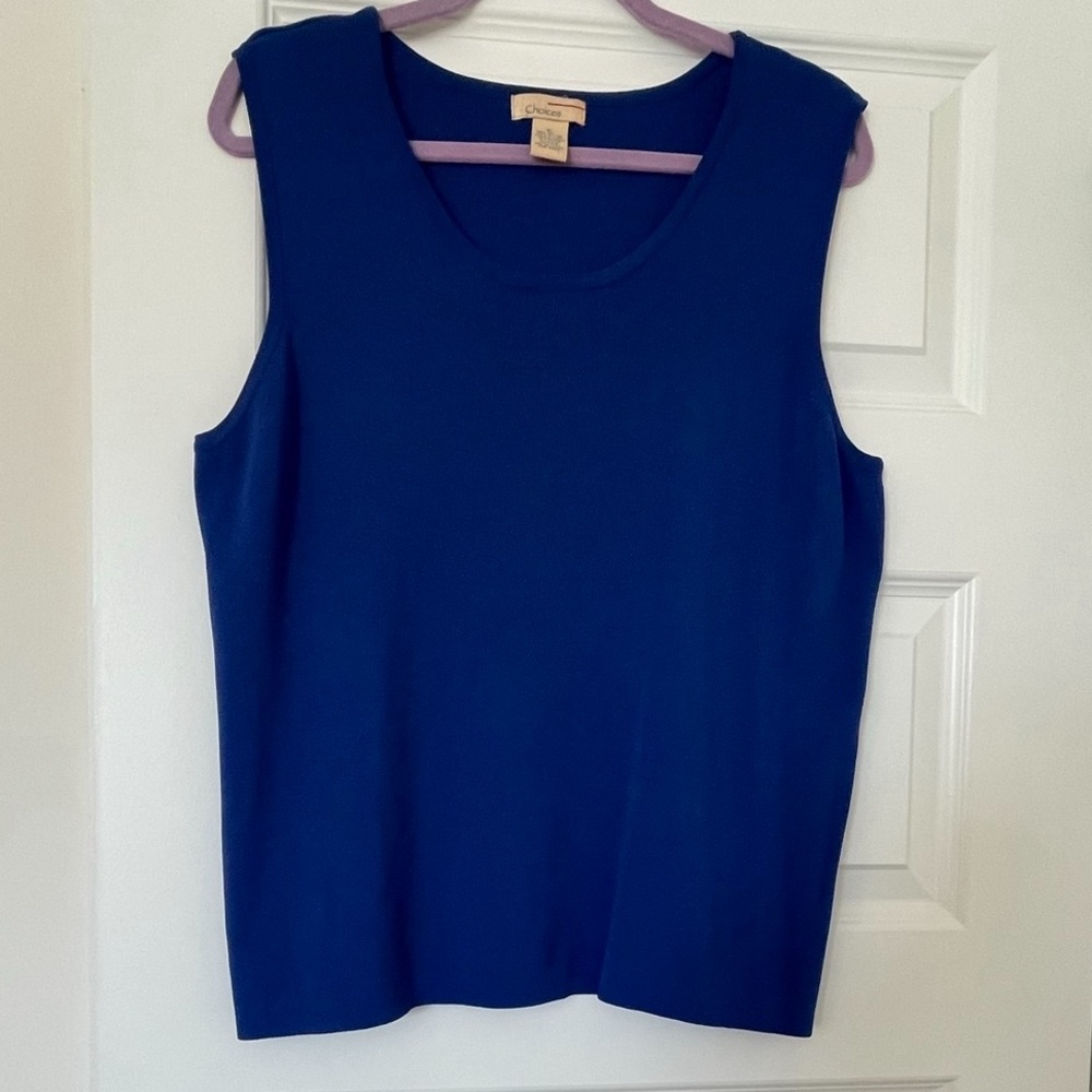 Choices Royal Blue Pullover Sleeveless Shell Top Blouse, Scoop neck Size X-Large